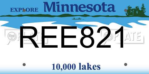 REE821 Minnesota License Plate