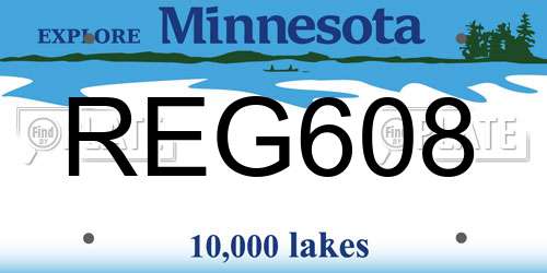 REG608 Minnesota License Plate