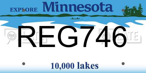 REG746 Minnesota License Plate