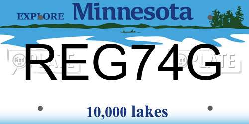 REG74G Minnesota License Plate
