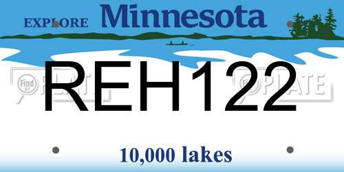 REH122 Minnesota License Plate