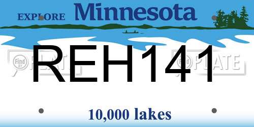 REH141 Minnesota License Plate