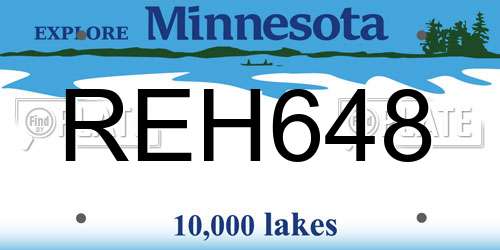 REH648 Minnesota License Plate