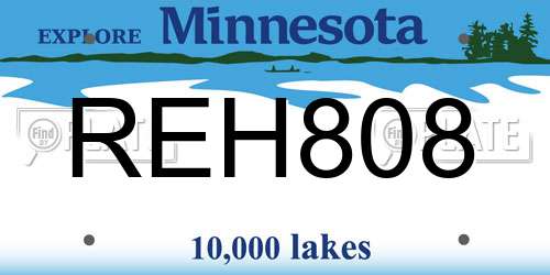 REH808 Minnesota License Plate