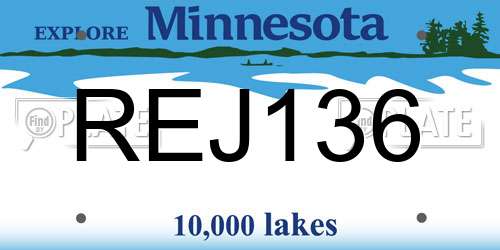 REJ136 Minnesota License Plate