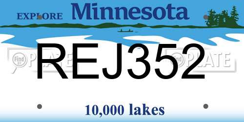 REJ352 Minnesota License Plate