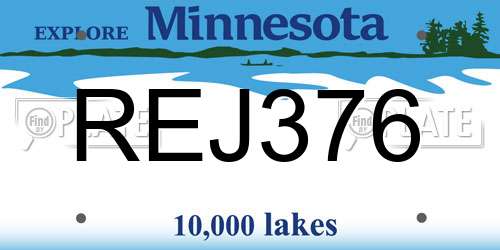 REJ376 Minnesota License Plate