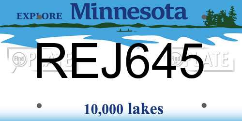 REJ645 Minnesota License Plate
