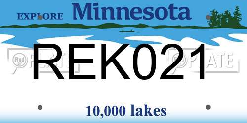REK021 Minnesota License Plate
