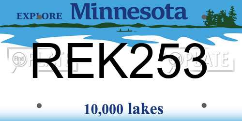 REK253 Minnesota License Plate
