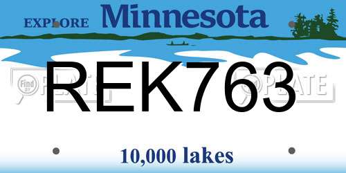 REK763 Minnesota License Plate