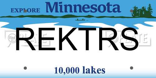 REKTRS Minnesota License Plate