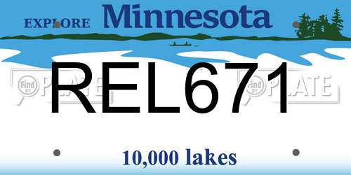 REL671 Minnesota License Plate
