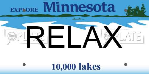 RELAX Minnesota License Plate
