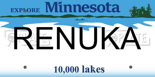 RENUKA Minnesota License Plate
