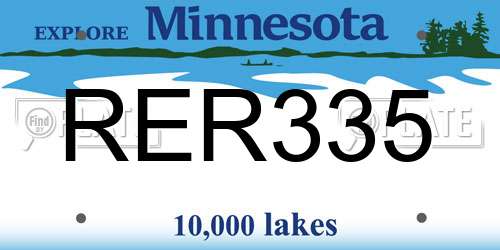 RER335 Minnesota License Plate