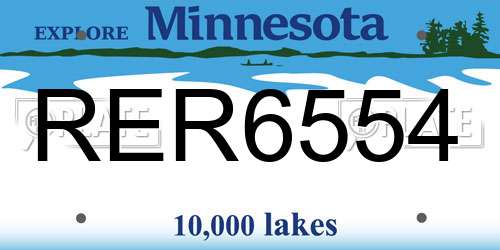 RER6554 Minnesota License Plate