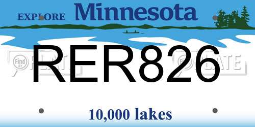 RER826 Minnesota License Plate