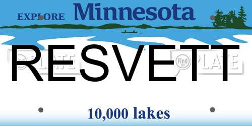 RESVETT Minnesota License Plate