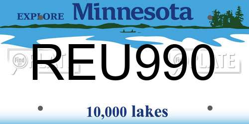 REU990 Minnesota License Plate