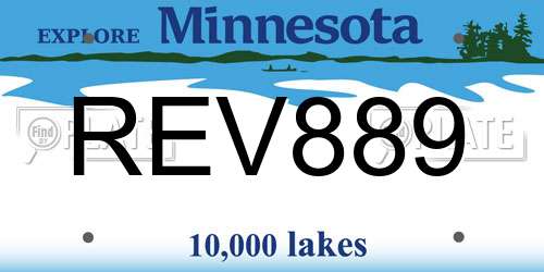 REV889 Minnesota License Plate