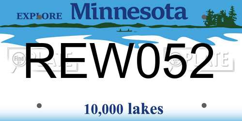 REW052 Minnesota License Plate