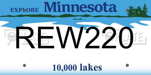 REW220 Minnesota License Plate