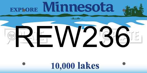 REW236 Minnesota License Plate