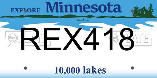 REX418 Minnesota License Plate