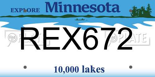 REX672 Minnesota License Plate