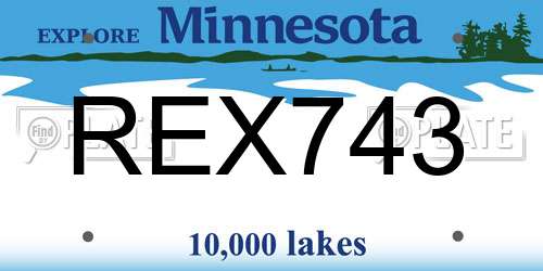 REX743 Minnesota License Plate