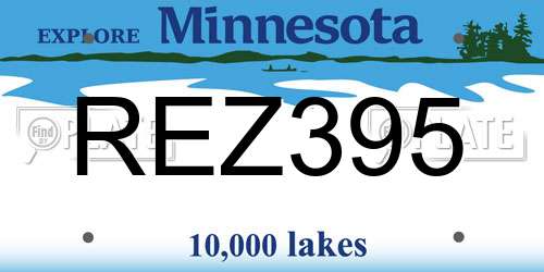 REZ395 Minnesota License Plate