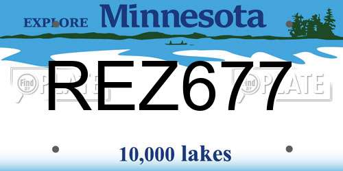 REZ677 Minnesota License Plate