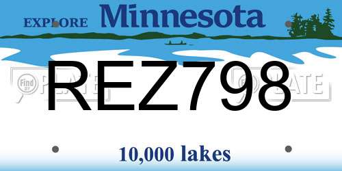 REZ798 Minnesota License Plate