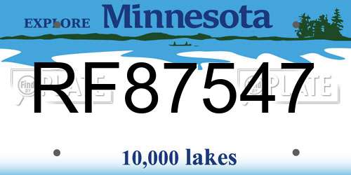 RF87547 Minnesota License Plate