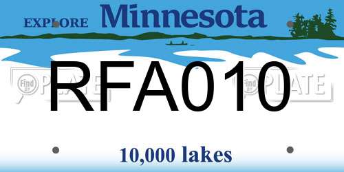RFA010 Minnesota License Plate