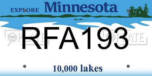 RFA193 Minnesota License Plate