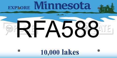RFA588 Minnesota License Plate