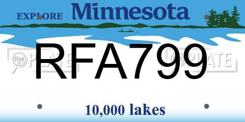 RFA799 Minnesota License Plate