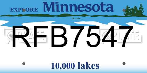 RFB7547 Minnesota License Plate