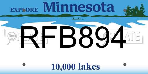 RFB894 Minnesota License Plate