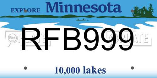 RFB999 Minnesota License Plate