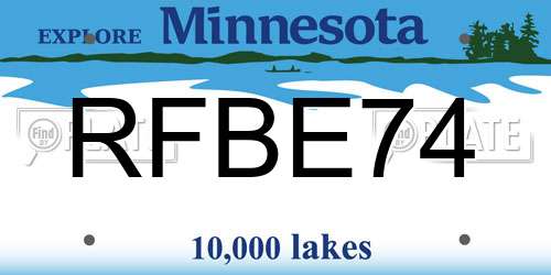 RFBE74 Minnesota License Plate