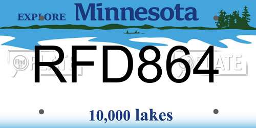 RFD864 Minnesota License Plate