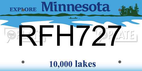 RFH727 Minnesota License Plate