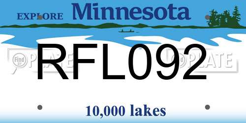 RFL092 Minnesota License Plate