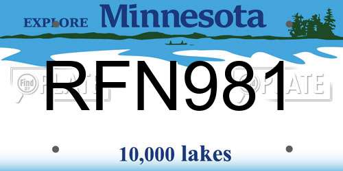 RFN981 Minnesota License Plate