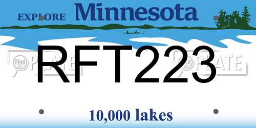 RFT223 Minnesota License Plate