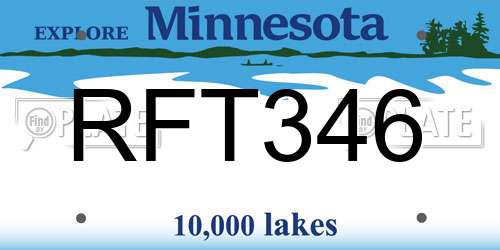 RFT346 Minnesota License Plate