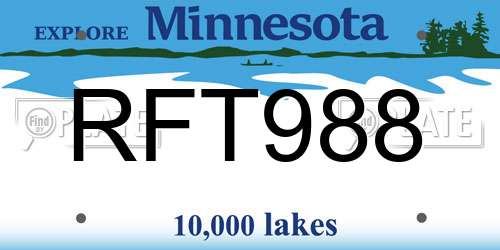 RFT988 Minnesota License Plate